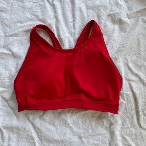 Red sports bra